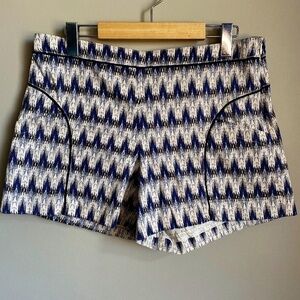 Cartonnier Anthropologie Ikat Print High Rise Side Zip Shorts 8 Boho Festival